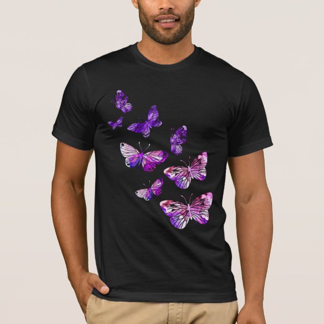 Schöne Butterfly Girls Lila Schmetterlinge T-Shirt (Vorderseite)
