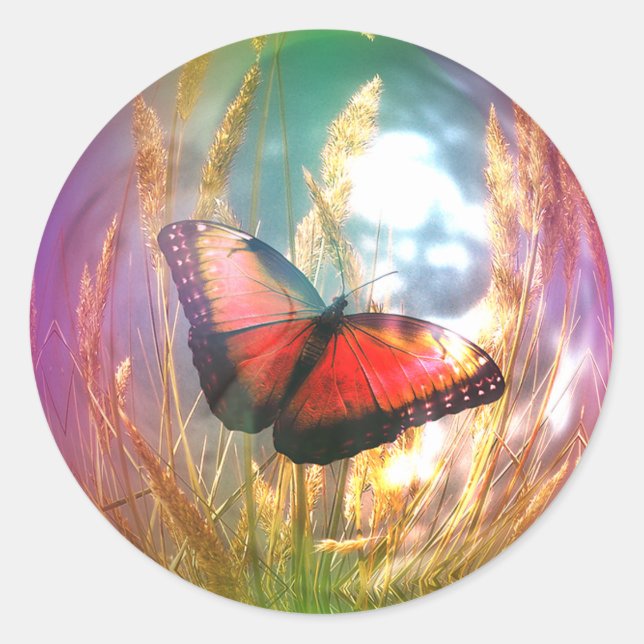 Schöne Butterfly Runder Aufkleber (Vorderseite)