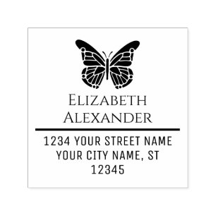 Schöne Butterfly-Silhouette Name Rücksendeadresse Permastempel