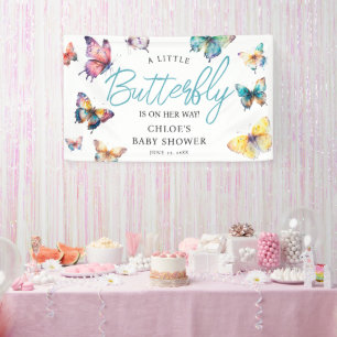 Schöne Butterfly Wassercolor Girl Babydusche Banner