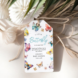 Schöne Butterfly Wassercolor Girl Babydusche Geschenkanhänger