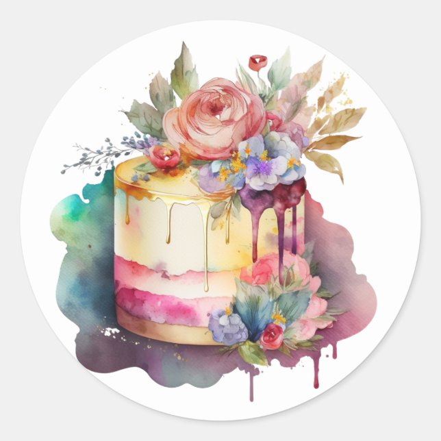 Schöne Cake Sticker (Vorderseite)