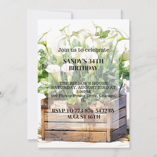 Schöne Calla Lily Blume Geburtstagsparty Einladung (Vorderseite)
