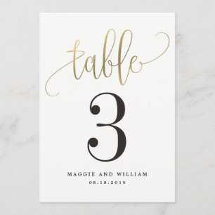 Schöne Calligraphy Tischnummer Card Imitat Gold