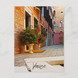 Schöne Canale Grande in den roten Blume von Venedi Postkarte