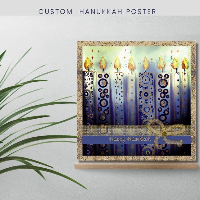 Schöne Candles Happy Hanukkah Square Poster (Beautiful Candles Happy Hanukkah Square Poster)