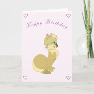 Schöne Cat Birthday Card - individuell anpassbar Karte