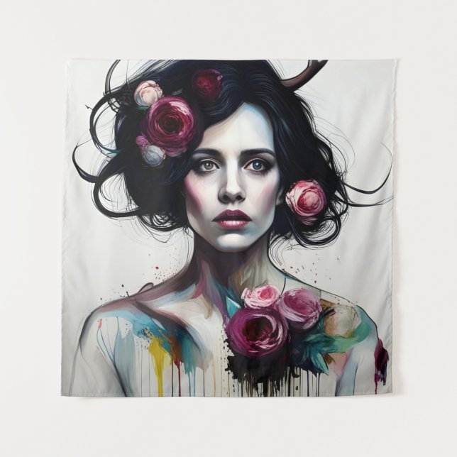 Schöne chaotische Frau Wandteppich (Vorderseite)