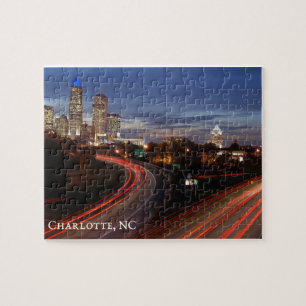 Schöne Charlotte NC Skyline Highway at Dusk Puzzle