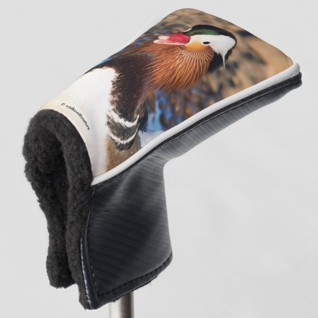 Schöne Chatty Mandarin Duck am Ufer Golf Headcover (3/4 Vorderseite)