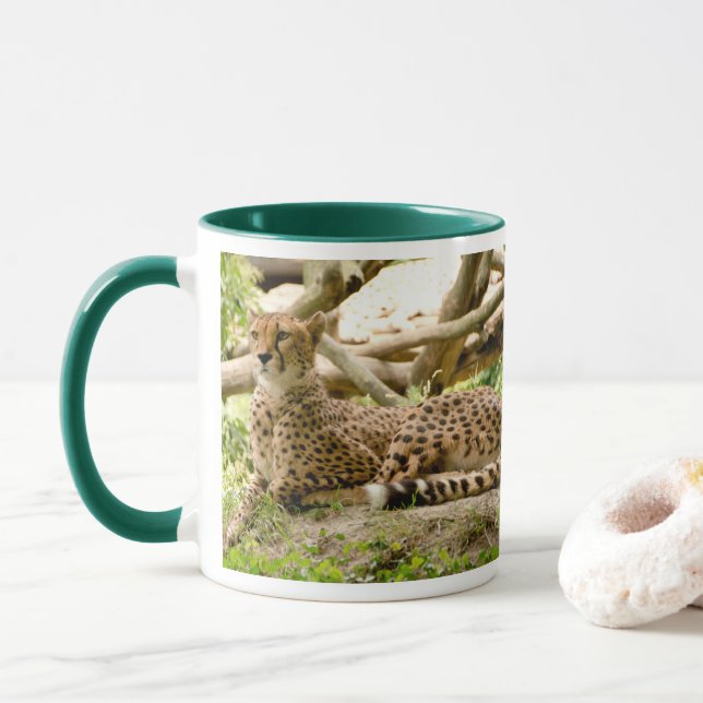Schöne Cheetah Schöne Cat Foto Tasse (Mit Donut)