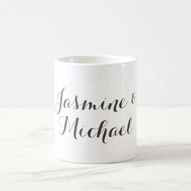 Schöne Chic Kalligrafie Paar Namen Kaffeetasse (Mittel)