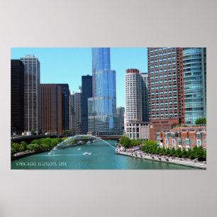 Schöne Chicago Illinois Downtown River View Poster