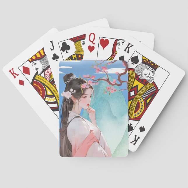 Schöne Chinesische Frau Spielkarten (Rückseite)