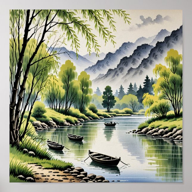 Schöne chinesische Landschaft Poster (Vorne)