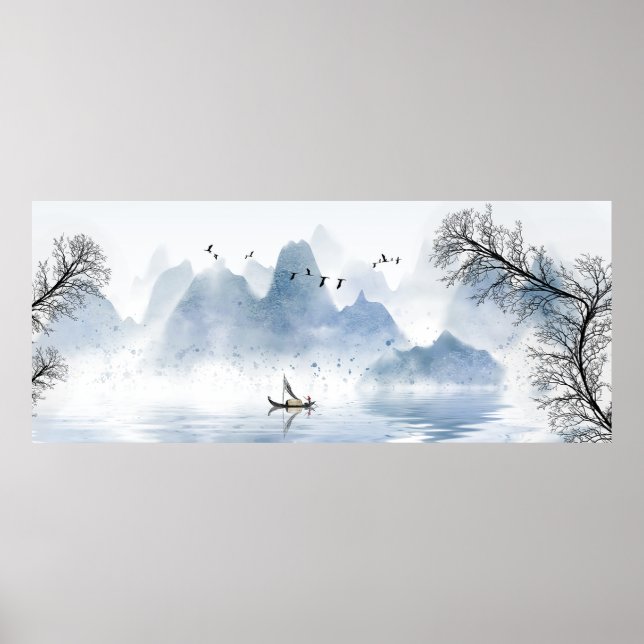 Schöne chinesische Naturlandschaft Tink Landschaft Poster (Vorne)