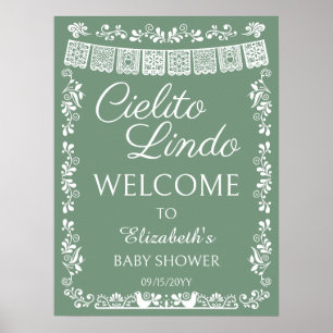 Schöne Cielito Lindo-Baby-Shower Begrüßung in Sage Poster