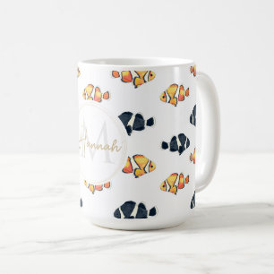 Schöne Clown Fish Malerei Schwarz-Gelb Kaffeetasse