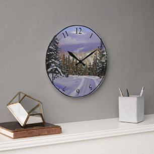 Schöne Colorado Bergschneeszene Große Wanduhr