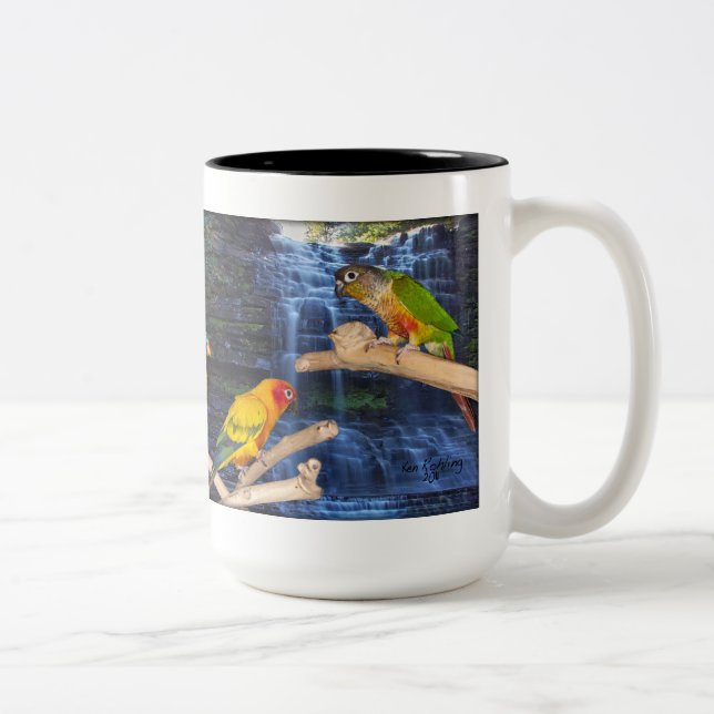 Schöne Conure Kaffee-Tasse Zweifarbige Tasse (Rechts)