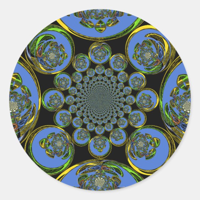 Schöne coole Königsblauer Kaleidoskopkunst Runder Aufkleber (Vorderseite)