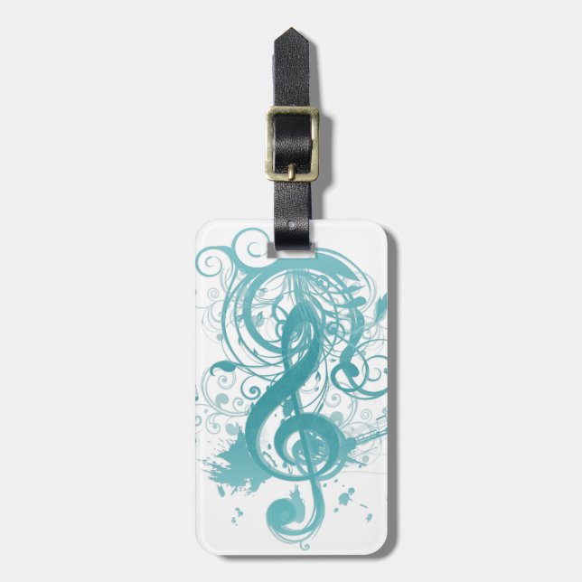 Schöne coole Musiknoten mit Spritzer Wirbel Gepäckanhänger (Vorderseite vertikal)