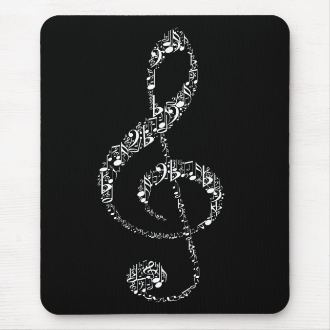 Schöne, coole weiße Musiknoten Mousepad (Vorne)