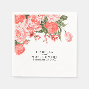 Schöne Coral Floral Blume Napkins Serviette