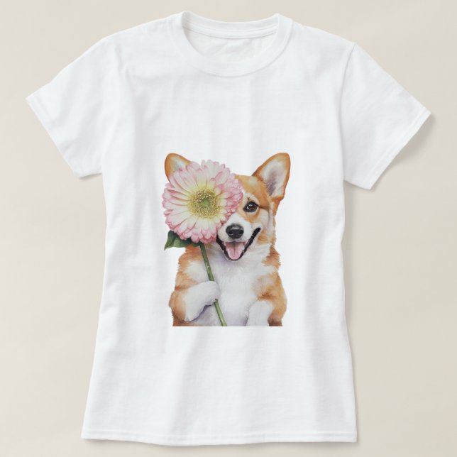 Schöne Corgi Aquarellbilder T-Shirt (Design vorne)