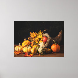 Schöne Cornucopia gefüllt mit Herbstgürteln Leinwanddruck