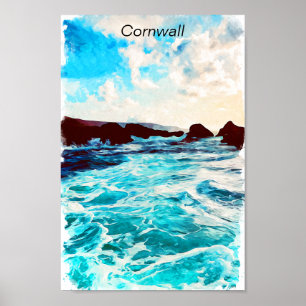 Schöne Cornwall England Küste Landschaft Poster