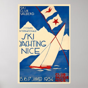 Schöne Côte d'Azur Ski Yachting Segelboot Meer Poster