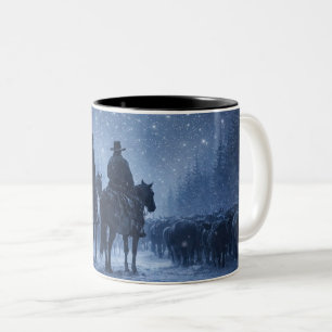 Schöne Country Western Cowboys Weihnachten Rinder Zweifarbige Tasse