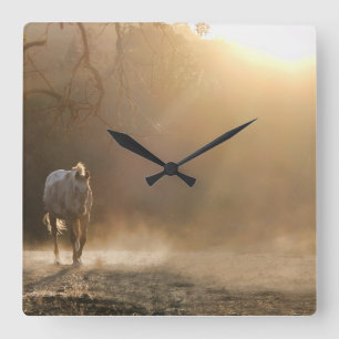 Schöne Country Western Pferdeklemme Quadratische Wanduhr