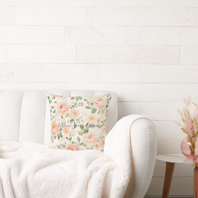 Schöne Creme-Pfirsich-Blume Kissen (Liege)