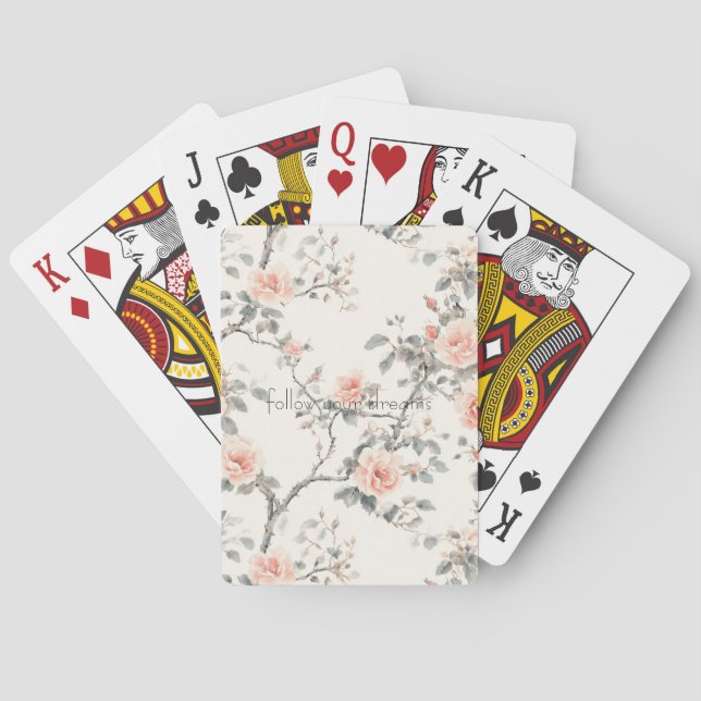 Schöne Creme-Pfirsich-Blume Spielkarten (Rückseite)
