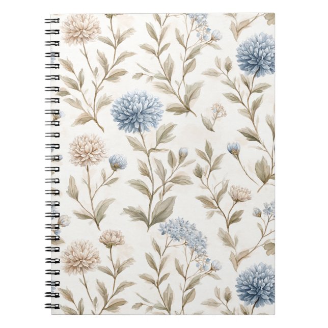 Schöne cremeblaue Blumen Notizblock (Vorderseite)