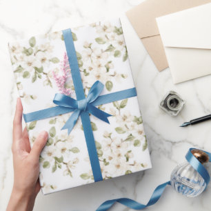 Schöne cremefarbene blühende Baumhochzeit Geschenkpapier
