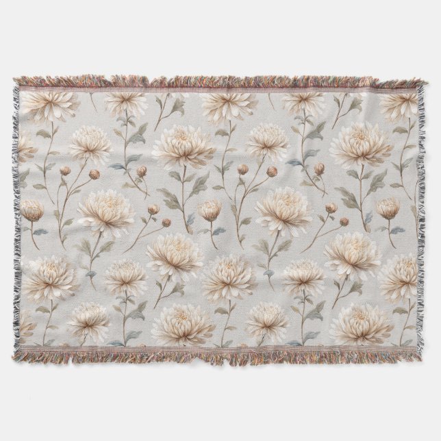 Schöne cremefarbene Blumen Decke (Vorderseite)
