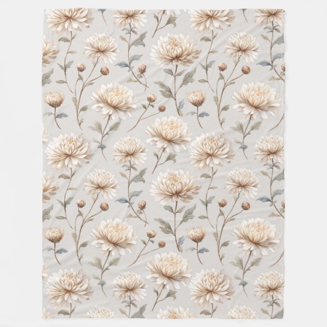 Schöne cremefarbene Blumen Fleecedecke (Vorderseite)