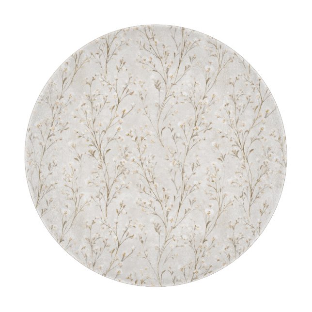 Schöne cremeweiße Blumen Schneidebrett (Vorderseite)