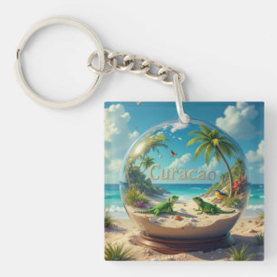 Schöne Curacao-Strandkugel Schlüsselanhänger