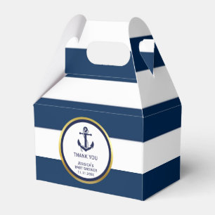 Schöne Custom Nautical Navy Blue Gold Baby Dusche Geschenkschachtel