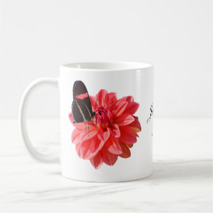 Schöne Dahlien-Tasse mit Schmetterling Kaffee-Tass Kaffeetasse