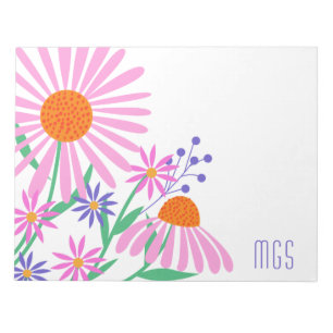 Schöne Daisies-angepasste Monogramm-Notizblöcke Notizblock