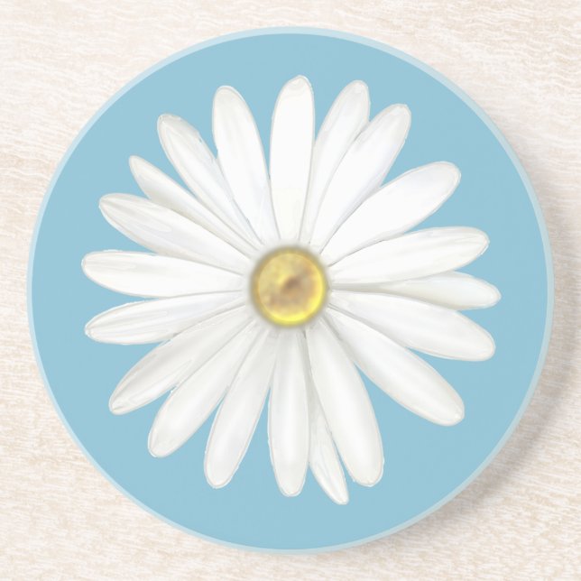 Schöne Daisy-Blume auf Aquamarin Türkis Getränkeuntersetzer (Vorne)