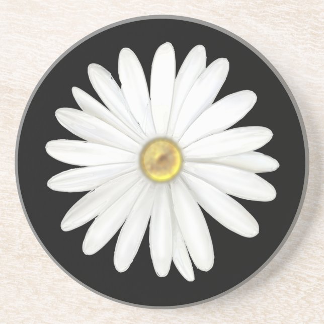 Schöne Daisy-Blume auf Black Getränkeuntersetzer (Vorne)