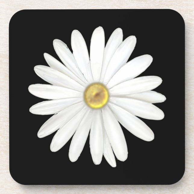 Schöne Daisy-Blume auf Black Getränkeuntersetzer (Vorderseite)