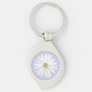 Schöne Daisy Blume auf Light Periwinkle Schlüsselanhänger