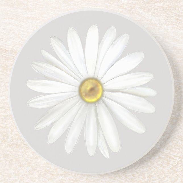Schöne Daisy-Blume auf Light Silver Gray Getränkeuntersetzer (Vorne)